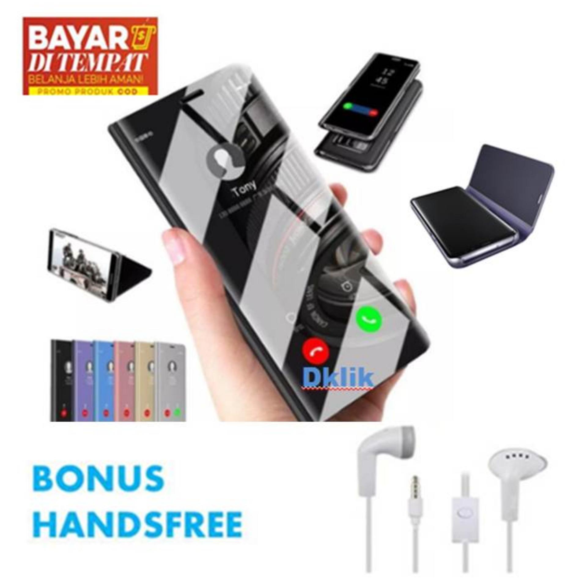 Case For Samsung Galaxy M20 Luxury Plating Flip Smart View Mirror Clear Phone Case Cover / Case untuk SAMSUNG GALAXY M20 Mirror Standing / Case Samsung M20 - Multiwarna Bonus Handsfree