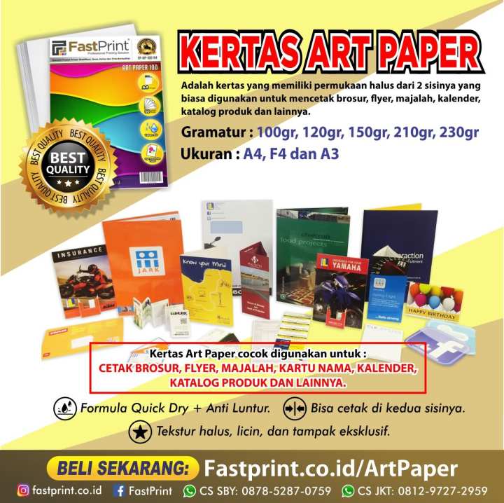 Fast Print Kertas Printer Art Paper Ukuran A4 100 Gram 