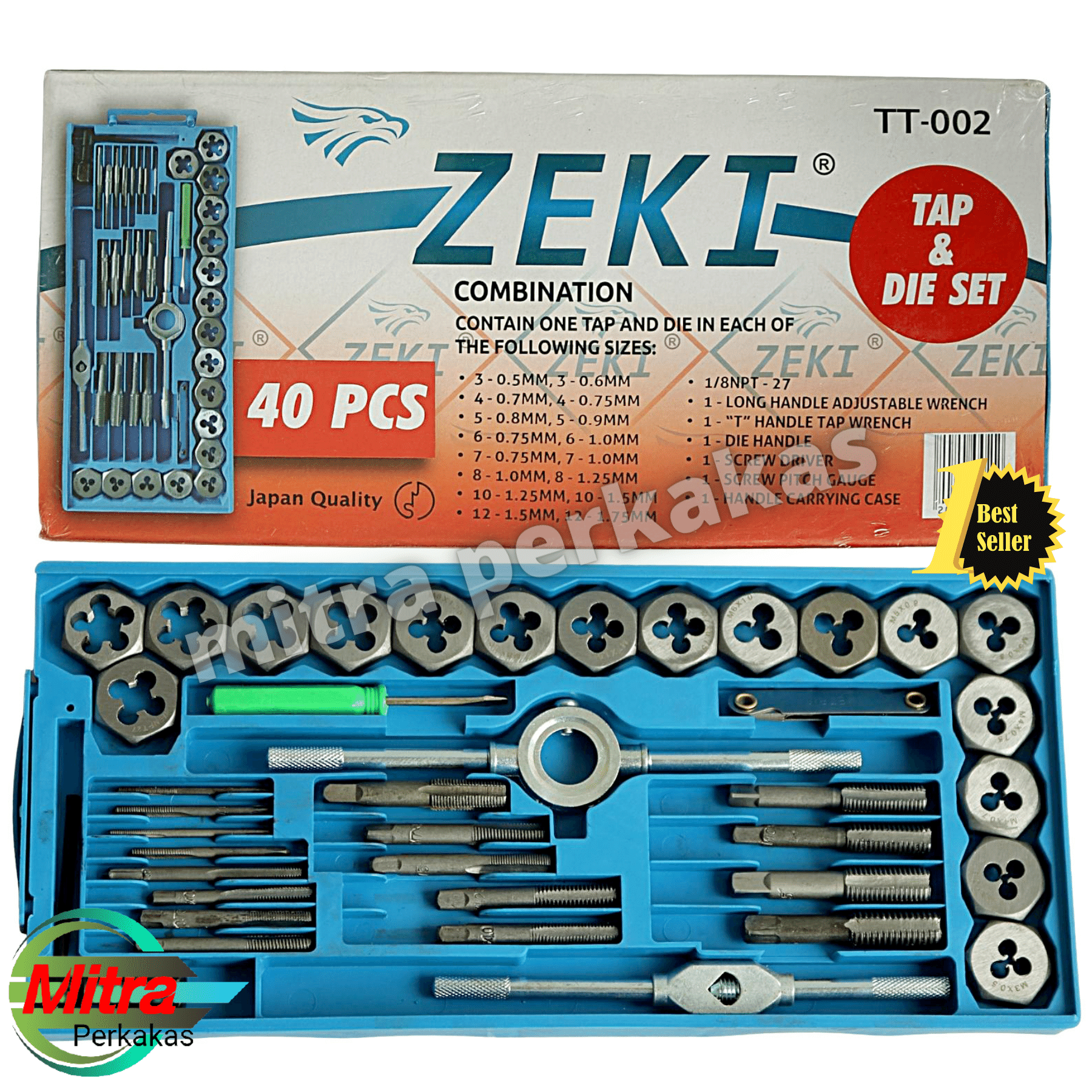HAND TAP SET ZEKI HAND TAP AND DIE SET 40 PCS TAPS AND DIES ZEKI 40PCS