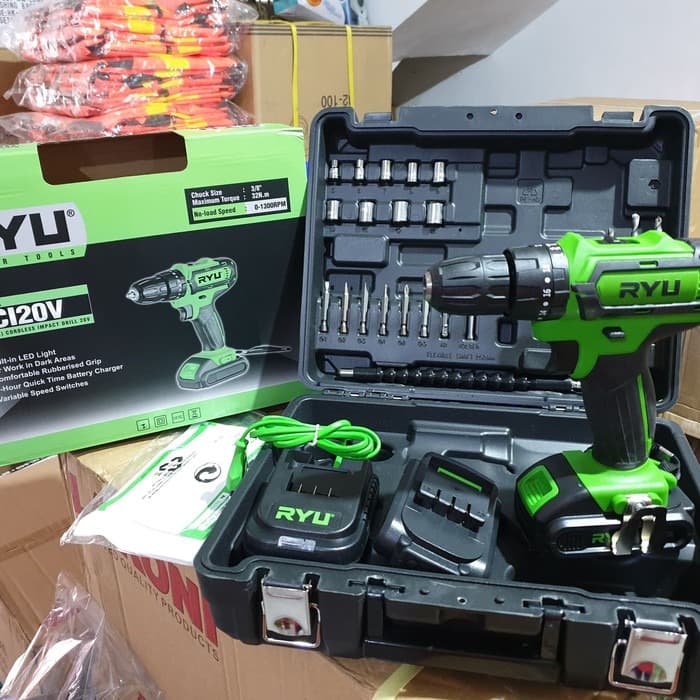 BARANG BAGUS!!Cordless Impact Drill Ryu RCI20V Mesin Bor Baterai FULL