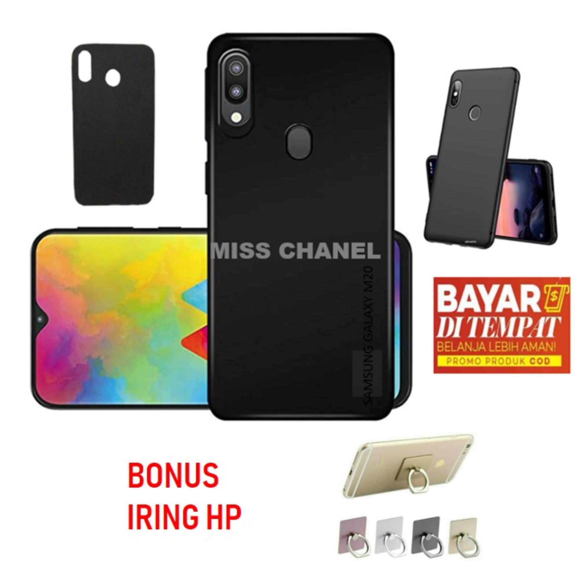 For SAMSUNG GALACY M20 Case Slim Blackmatte / Case Samsung Galaxy M20 Blackmatte TPU Anti Slip / Case Samsung Galaxy M20 - Full Hitam Bonus Iring Hp