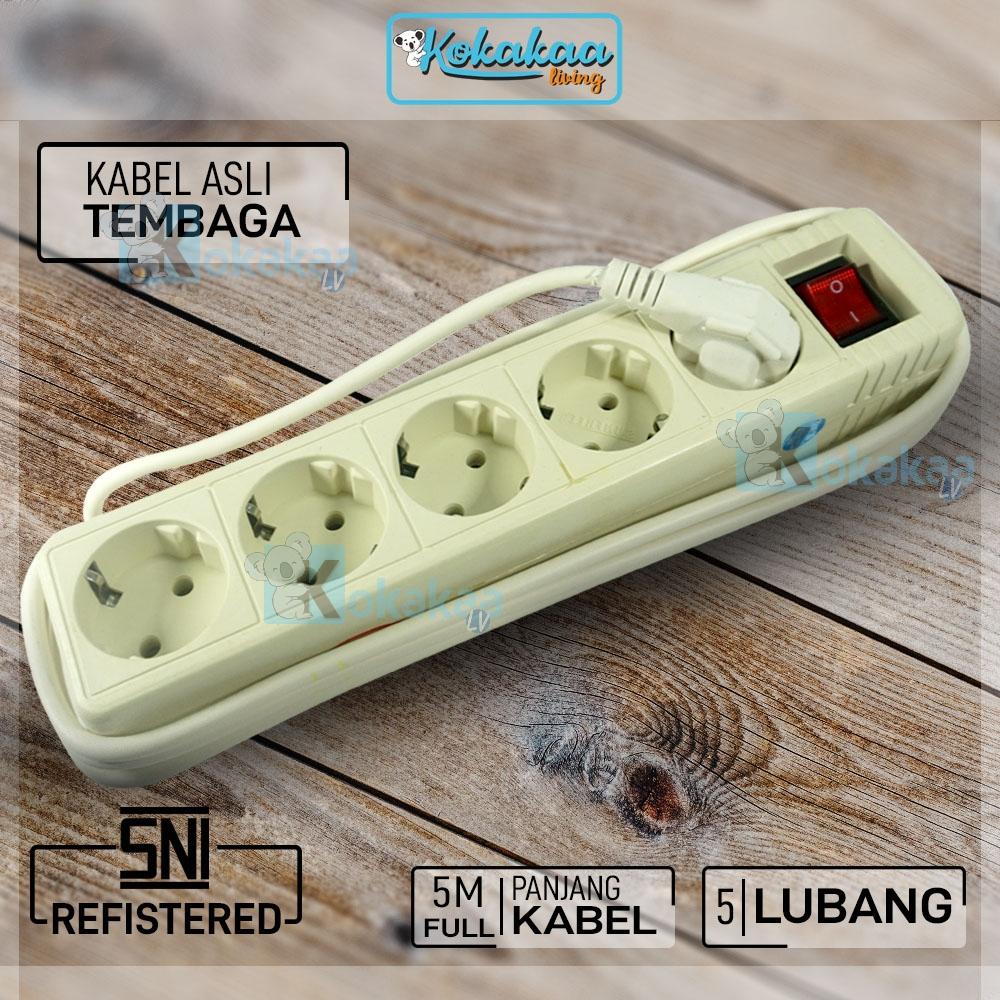 Sunfree Stop Kontak Listrik 5 Lubang Colokan + Kabel 5 METER SNI - Putih