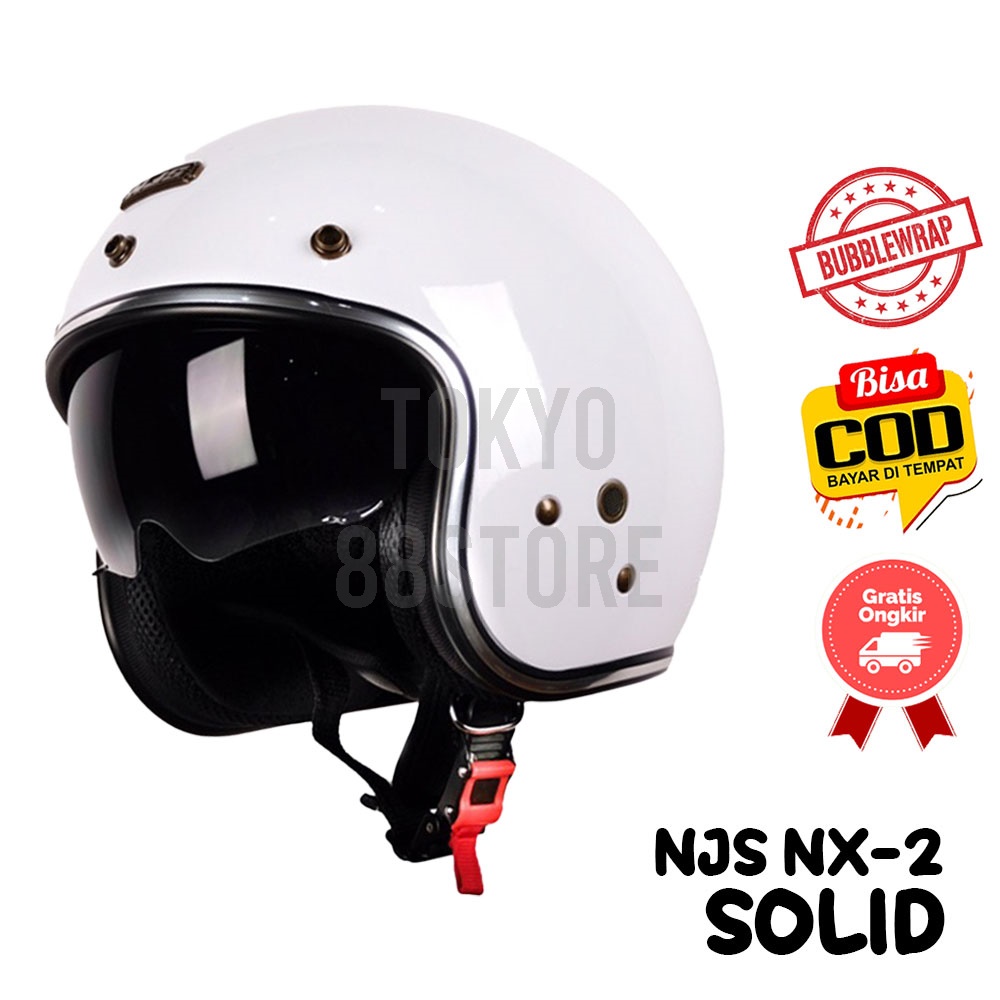 Helm NJS NX-2 Solid Retro Double Visor Helm Half Face Stone