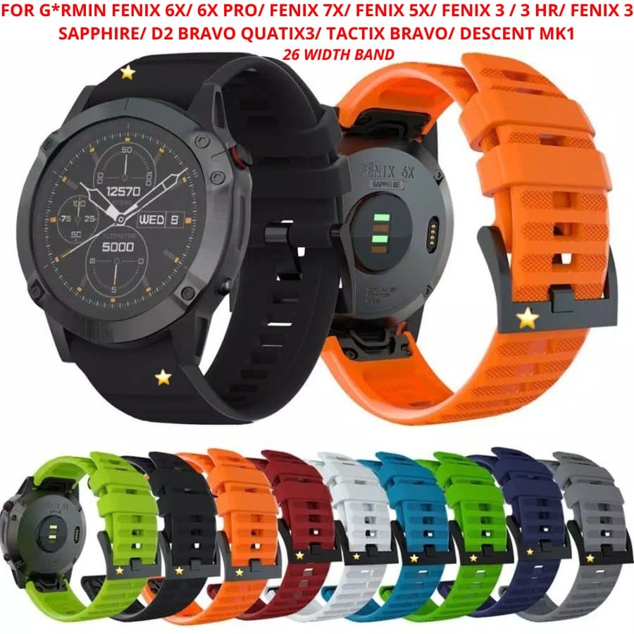 Tali Jam Fenix 6x Pro Orange TALI JAM SILICONE DUAL TONE Garmin