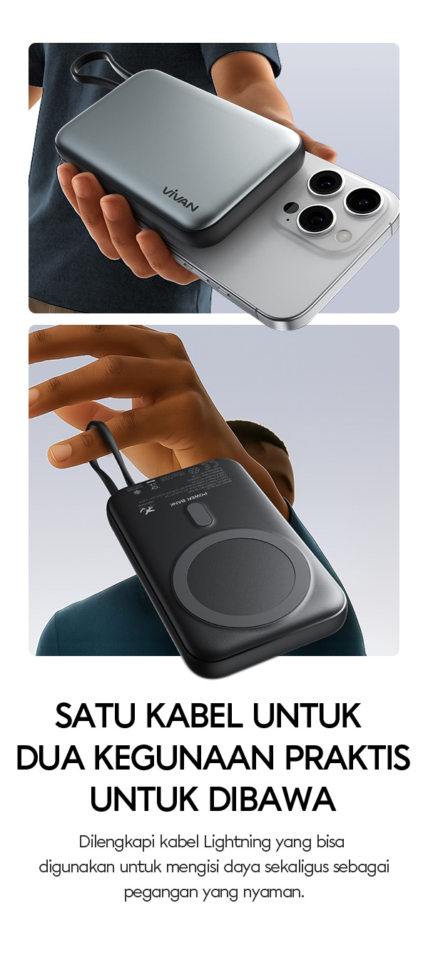 VIVAN VPB-W13C Powerbank Wireless Magsafe 10000 Mah Built In Cable