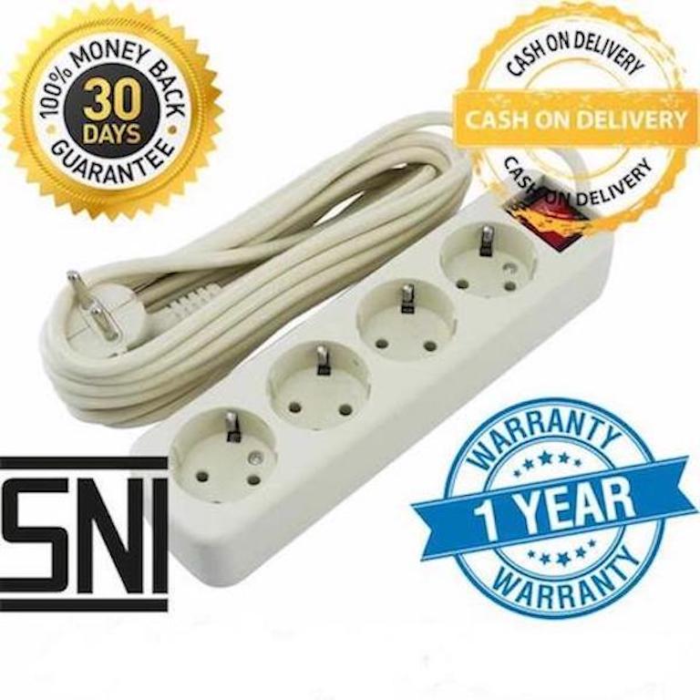 Sunfree Stop Kontak 4Lubang Colokan + Kabel 5M - Putih