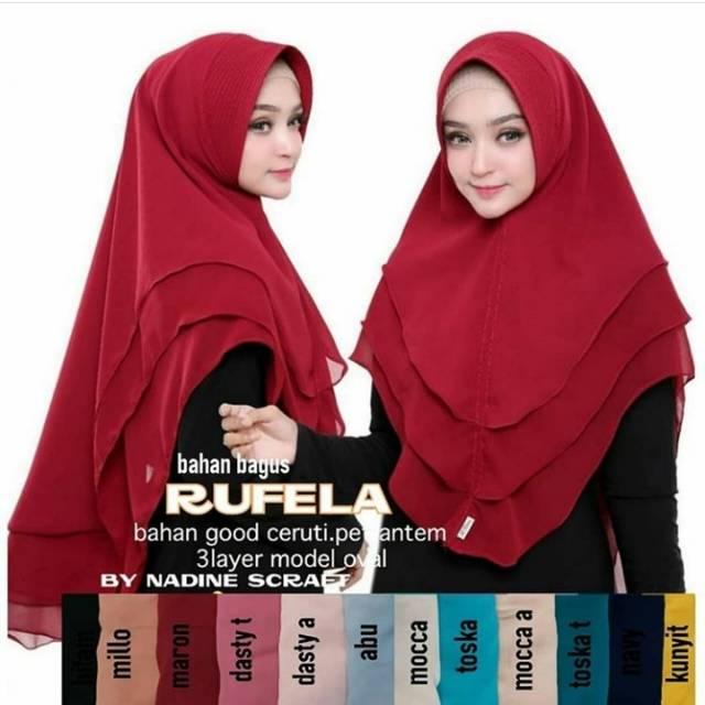 Khimar pet ceruti 3 layer mini/ Jilbab Instan Khimar Syari mini 3 Layer Hijab/ khimar pet mini 3 layer