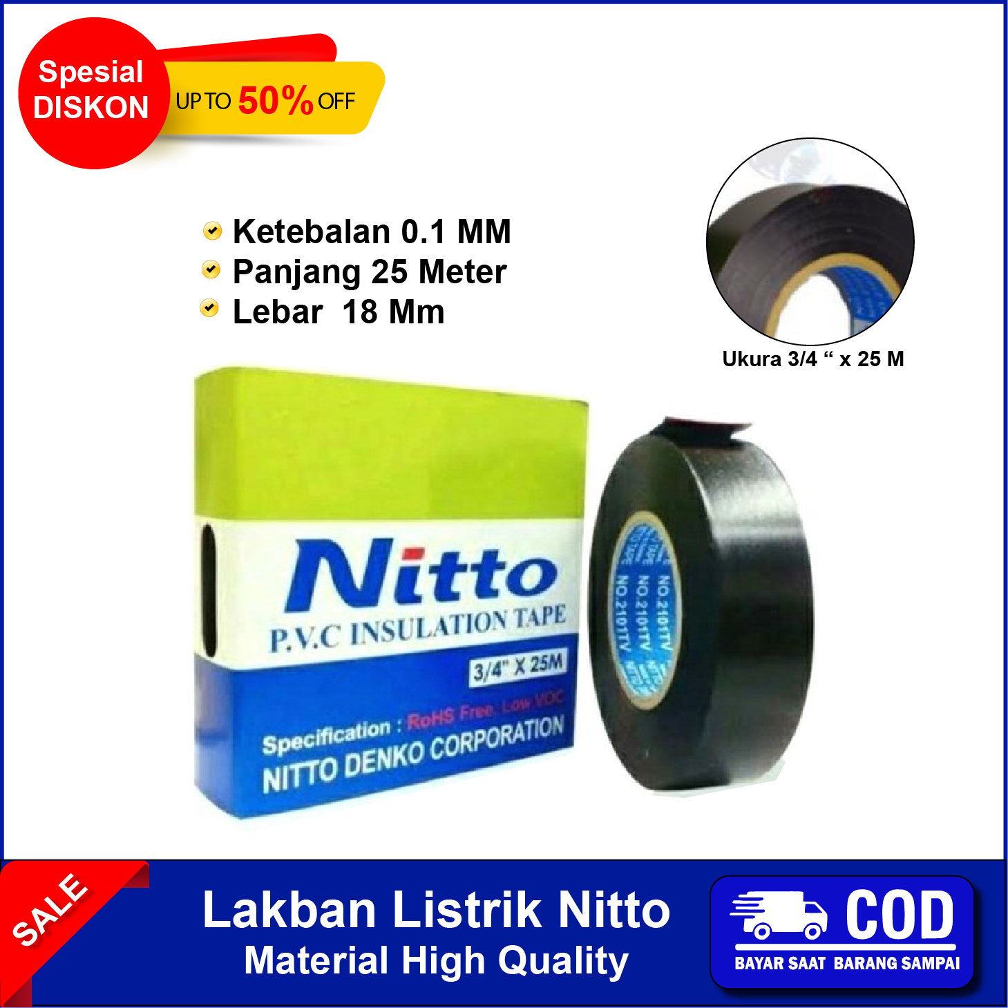 Isolasi Solatif Solatip Lakban Warna Nitto X M Solasi Lakban Listrik Hitam Nitto X