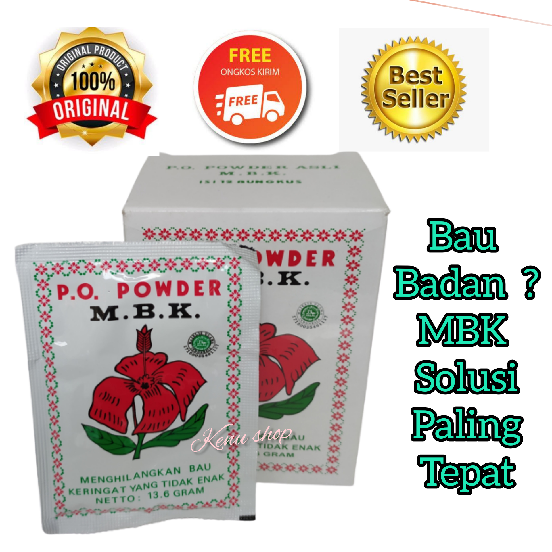 KS - Bedak MBK 1 box Putih isi 12 sch Original 100% Penghilang Bau