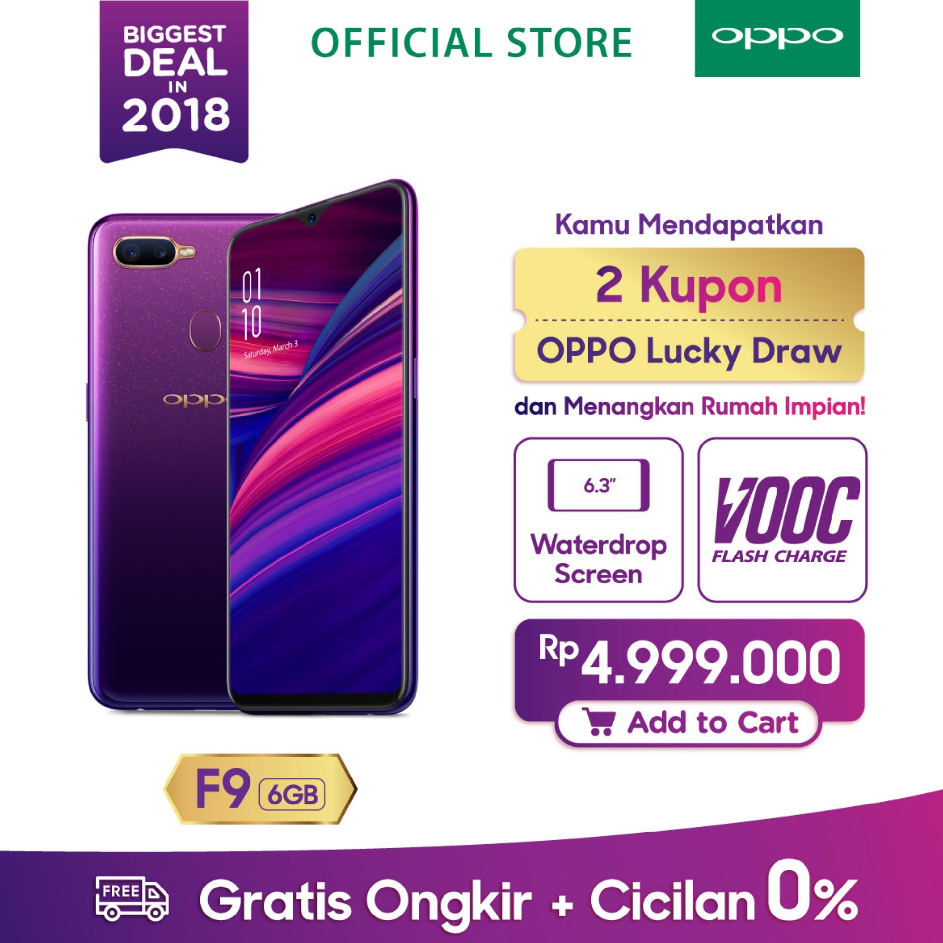 OPPO F9 6GB/64GB SMARTPHONE 25MP AI Selfie Camera (COD, Garansi Resmi OPPO, Cicilan tanpa kartu kredit, Cicilan 0%, Gratis Ongkir)