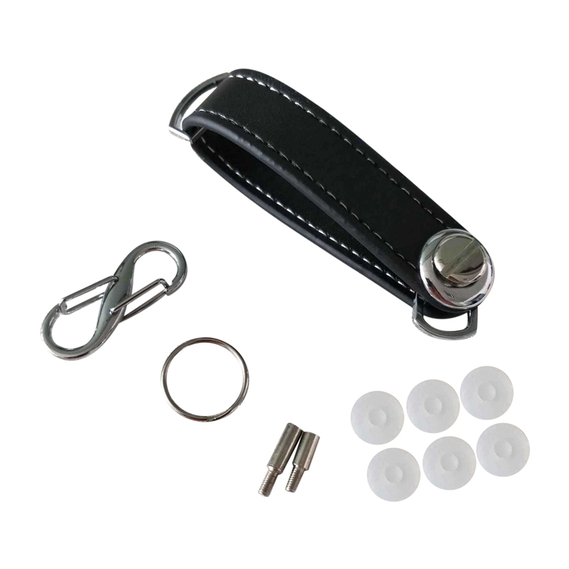 2pcs Black&red Car Keychain Key Chain Key Ring Key Fob Leather