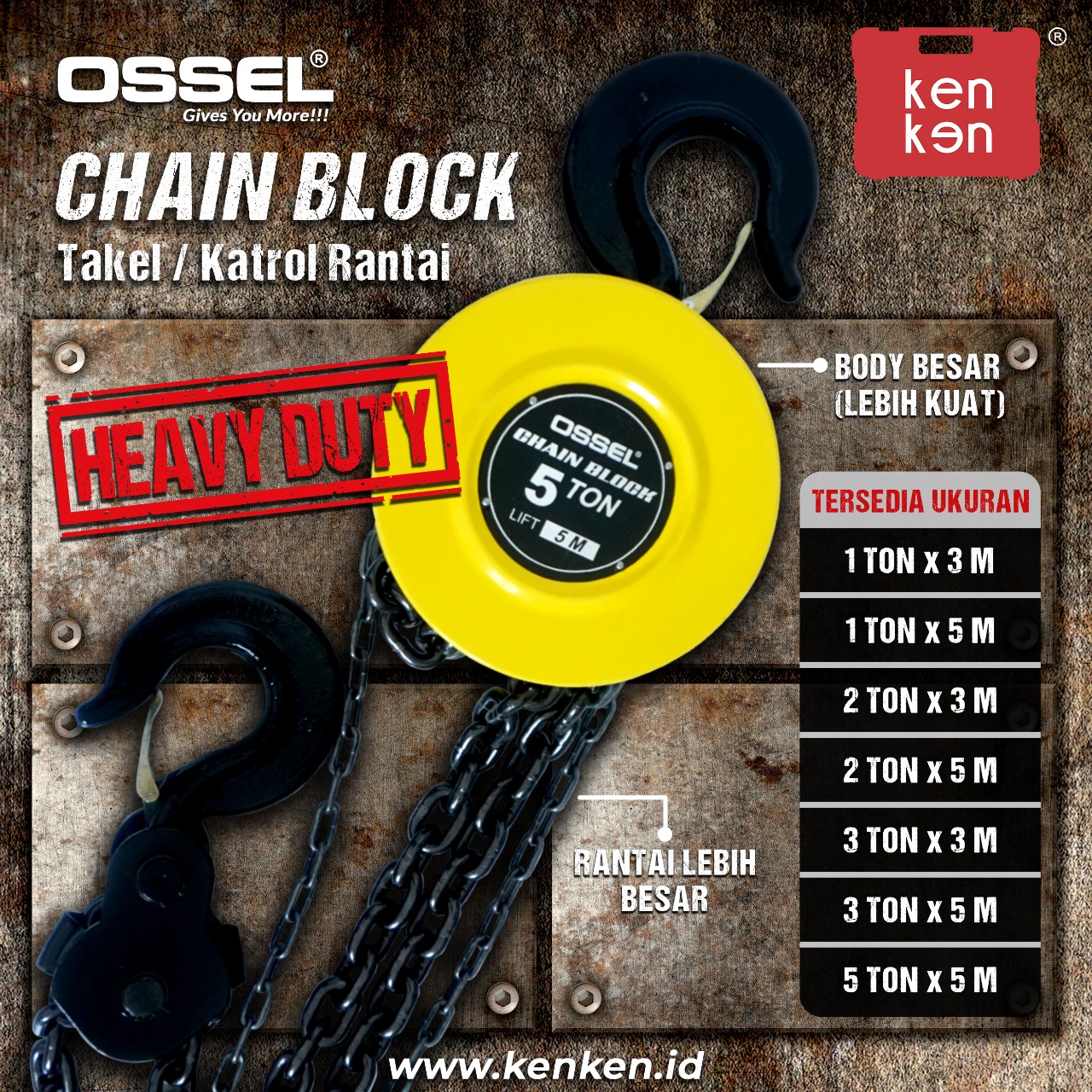 Lebih Kuat OSSEL Takel 2 Ton X 5 Meter Chain Block 2 Ton X 5 Meter lebih-kuat-ossel-takel-2-ton-x-5-meter-chain-block-2-ton-x-5-meter