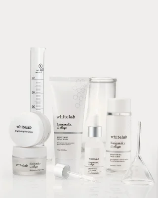 WHITELAB BRIGHTENING FACE SERIES + SERUM with Niacinamide + Collagen White lab Paket Wajah dan Serum