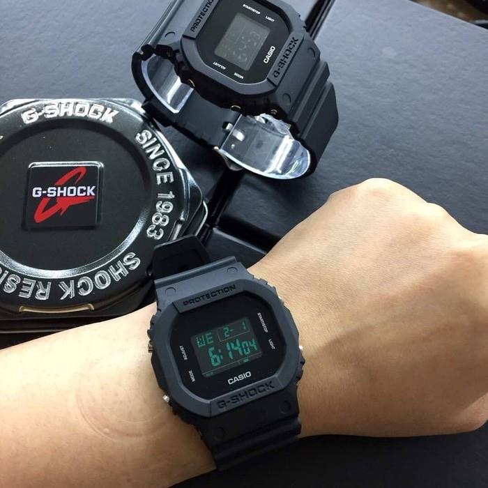 JAM TANGAN UNISEX PRIA WANITA SPORT G Shock_DW5600 FULL BLACK WATER RESIST (COD)