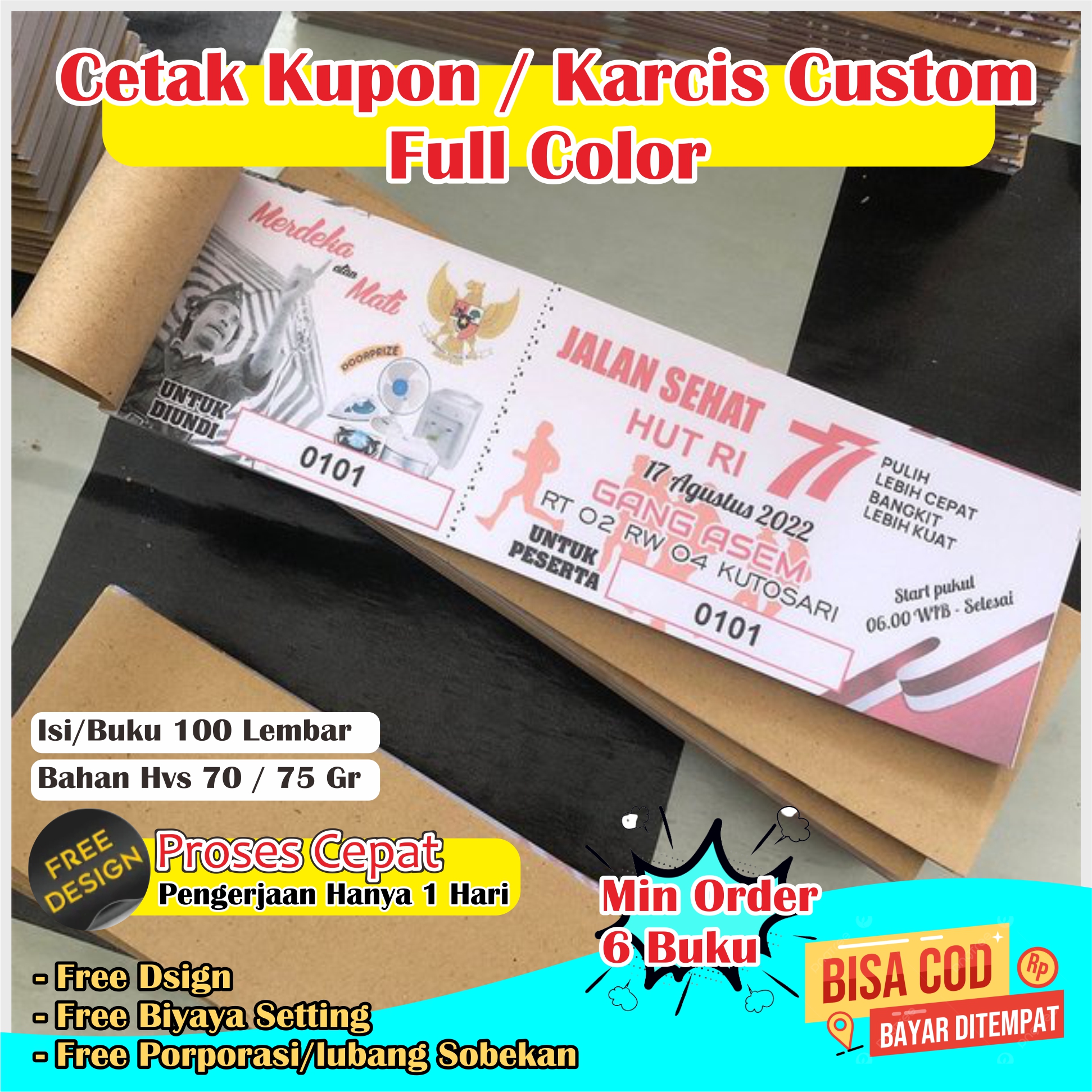 CETAK KUPON/KARCIS CUSTOM SATUAN| Kupon Custom Kupon Undian Kupon ...