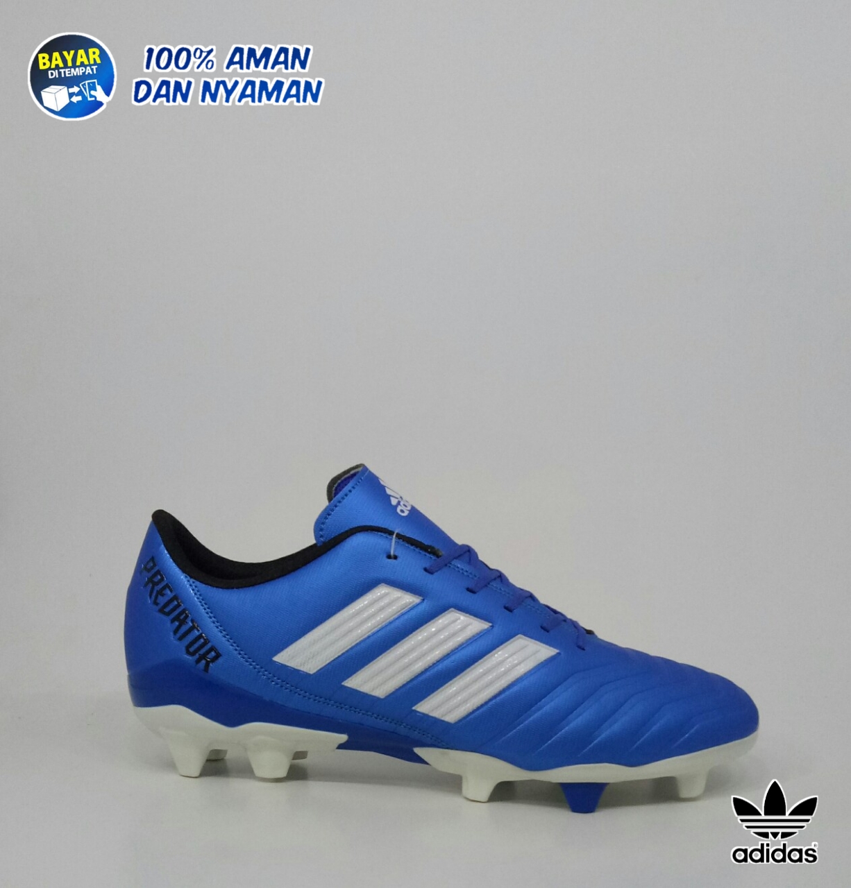 Sepatu Bola Adidas Predator Terbaru Komponen Original Warna Blue/White