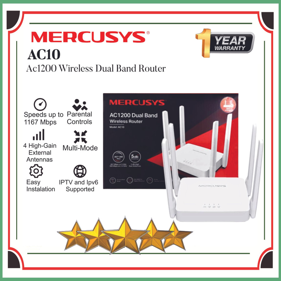 MERCUSYS AC10 AC1200 WIRELESS DUAL BAND ROUTER | Lazada Indonesia