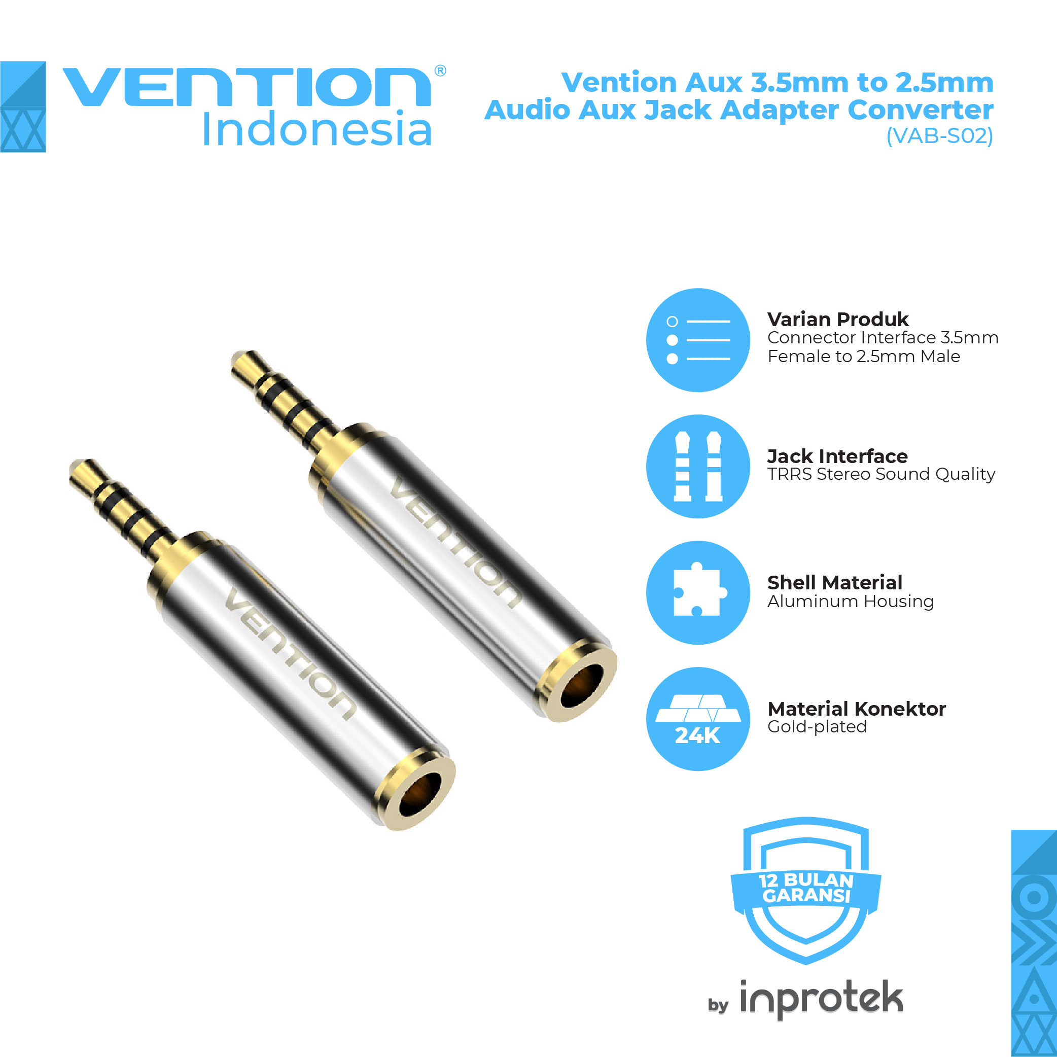 Vention Aux 3.5mm to 2.5mm Audio Aux 