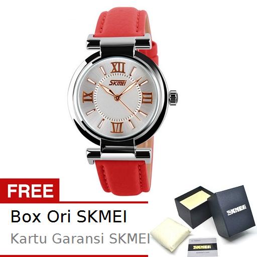 Jam Tangan Fashion Wanita SKMEI 9075 Fragrant Strap Kulit Original Tahan Air 3 ATM + Free BOX ORI SKMEI