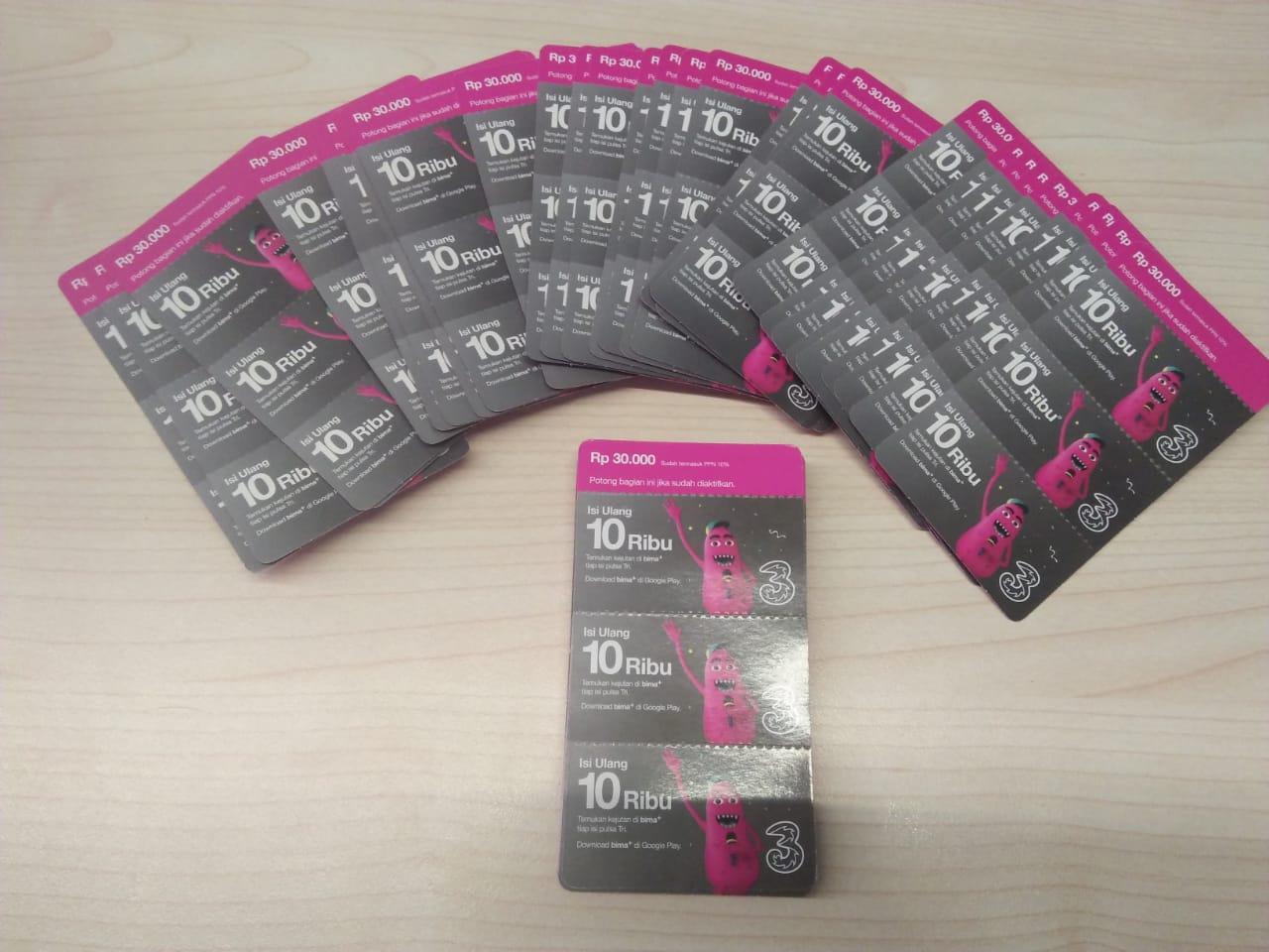 VOUCHER PULSA TRI 10.000 Harga Isi 3 Pcs