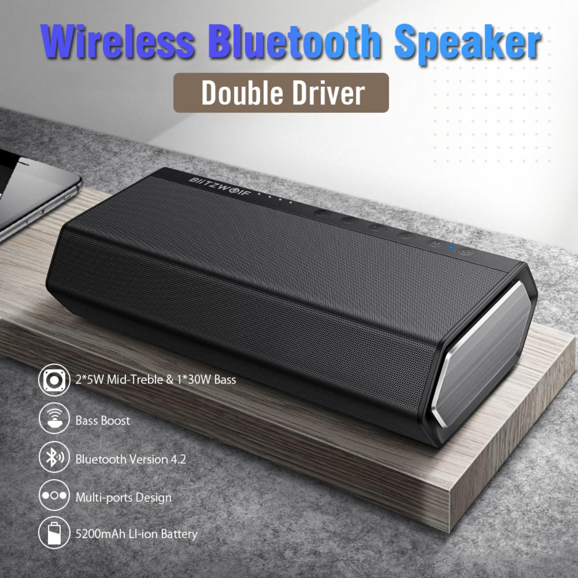 【Free Shipping + Super Deal + Limited Offer】Blitz Wolf BW-AS2 40 W 5200 MAH Double Driver Wireless bluetooth Speaker 30 W Diperkuat Ke Atas Bass Hands-Free AUX- di Speaker