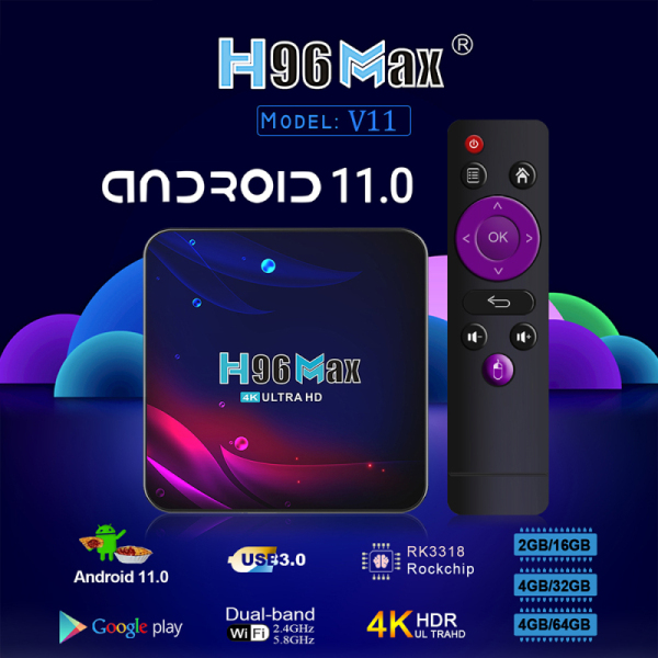 【Wisdhome】tvbox Thông Minh H96 MAX V11 Mới 2021, TVBox 4K HD Bluetooth Android 2.4G 5.8G WIFI SetTopBox