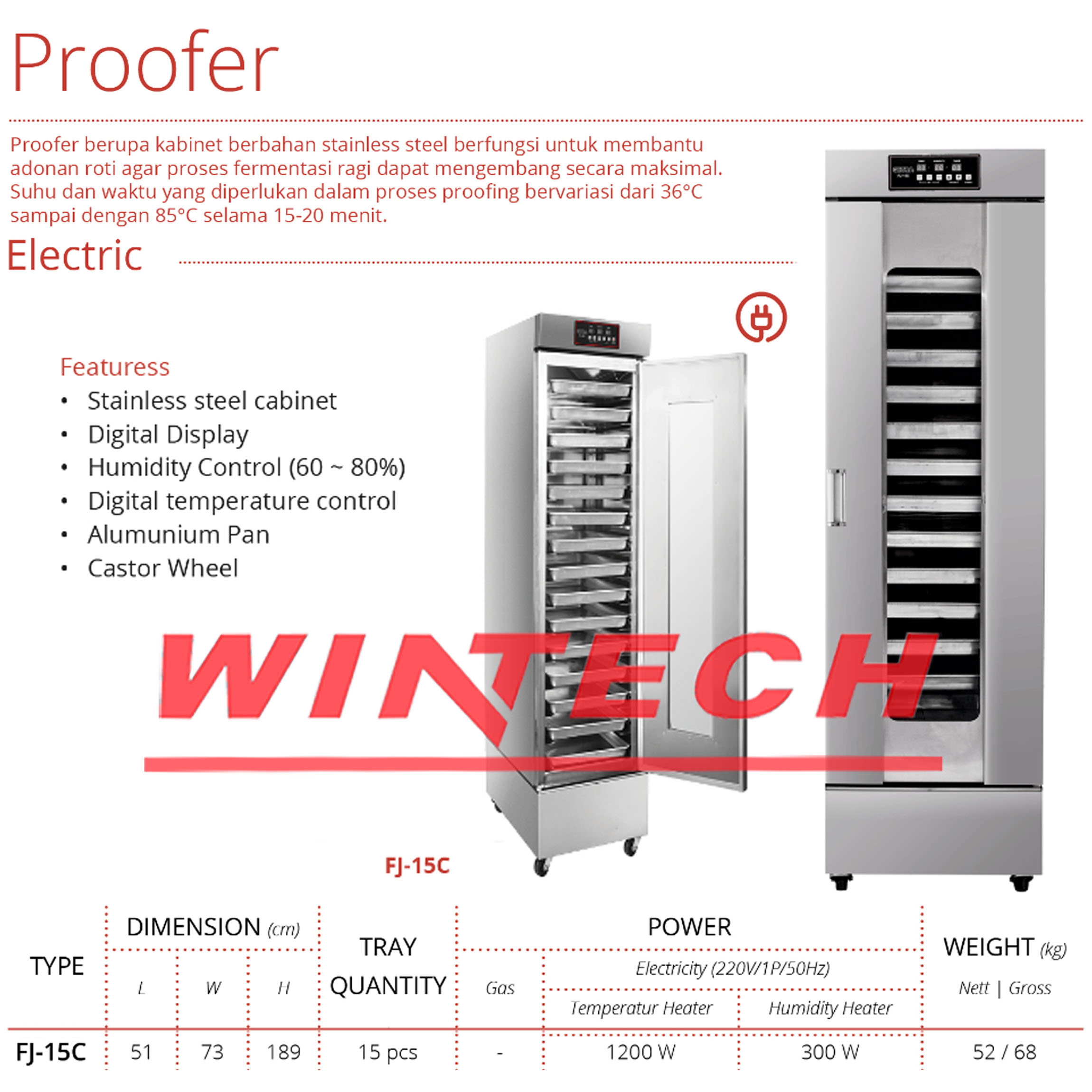 GETRA FJ15C BREAD PROOFER STAINLESS STEEL KHUSUS JABODETABEK