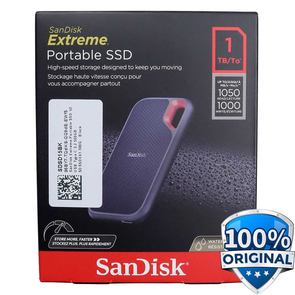SanDisk Extreme Portable SSD V2 USB Type C 3.2 1 TB Portabel 1