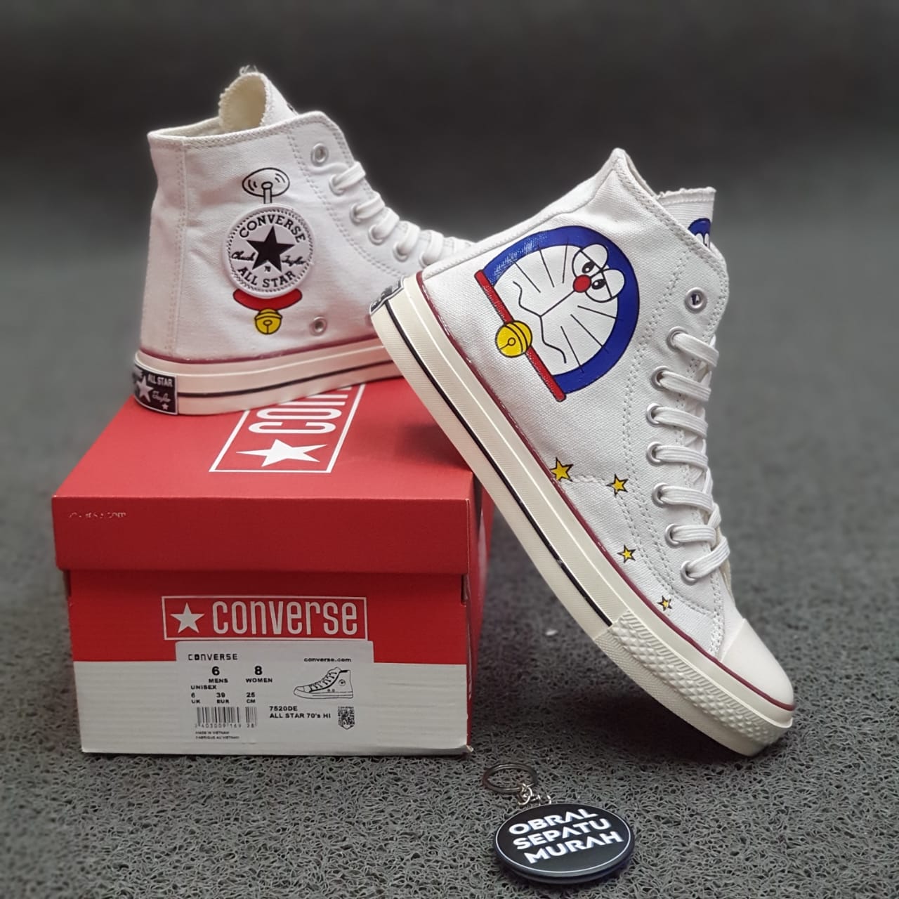 OBRAL SEPATU CV 70S HIGH X DORAEMON KARAKTER PUTIH SOL GLOSSY