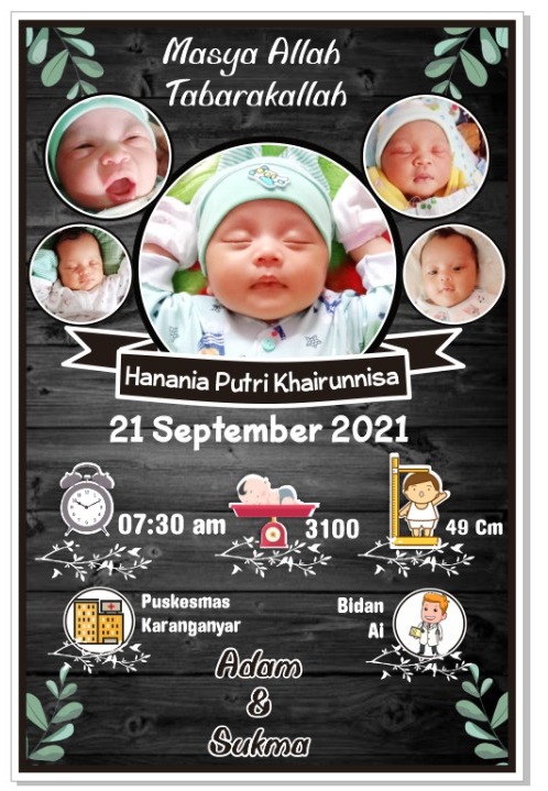 Cetak / Print Biodata kelahiran Biodata Bayi nama Bayi anak Baby Ukuran ...