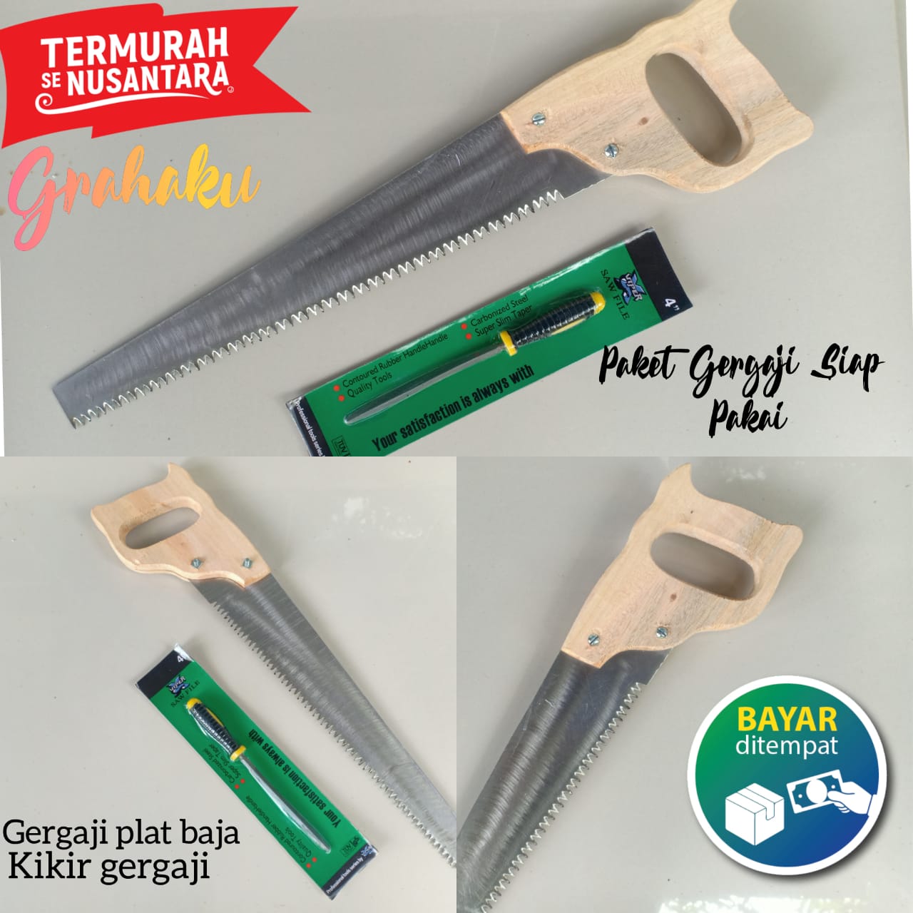 Gergaji Kayu Anti Selip Dan Kikir Viper Satu Paket Siap Pakai