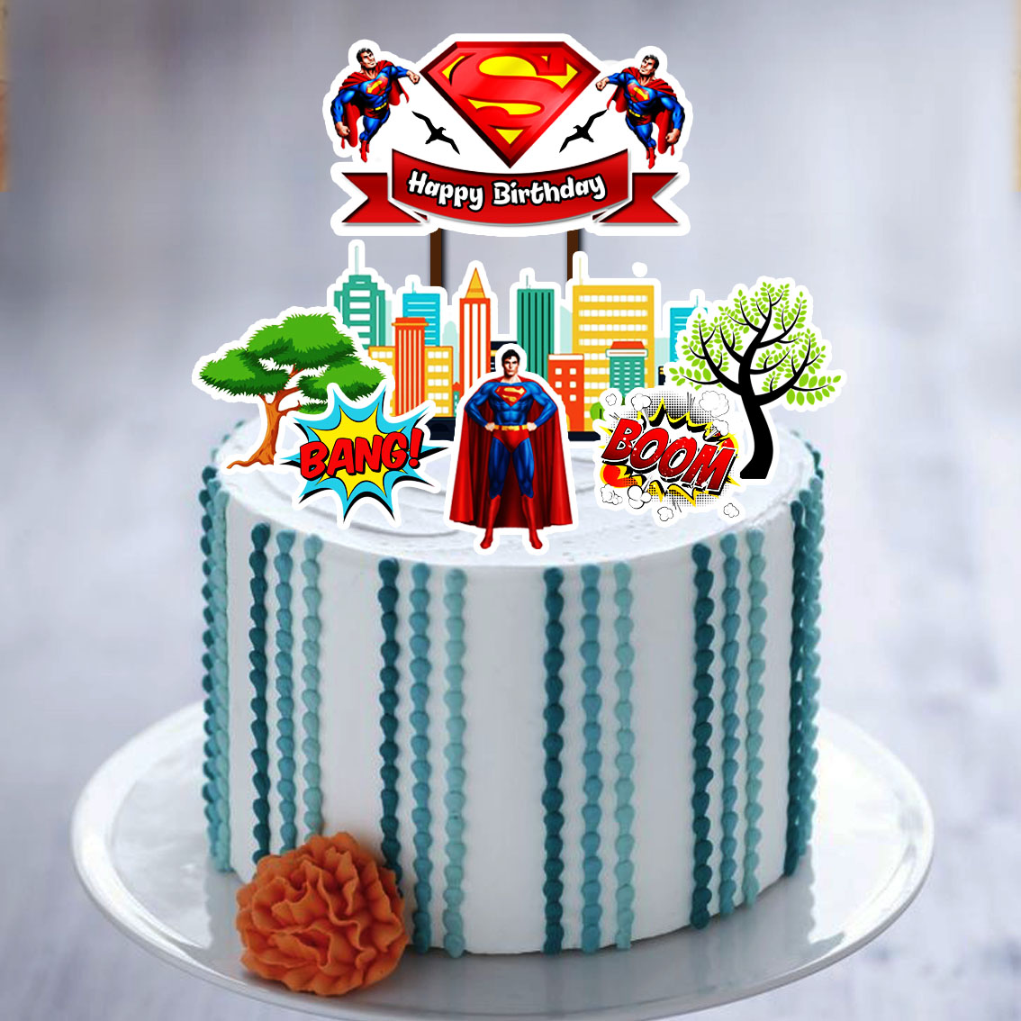 Topper cake Superman hiasan kue ulang tahun happy birthday | Lazada