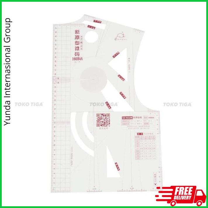 Penggaris Pola Set Drafting Skala Badan 1:1 / Prototype Ruler 160/84A ...