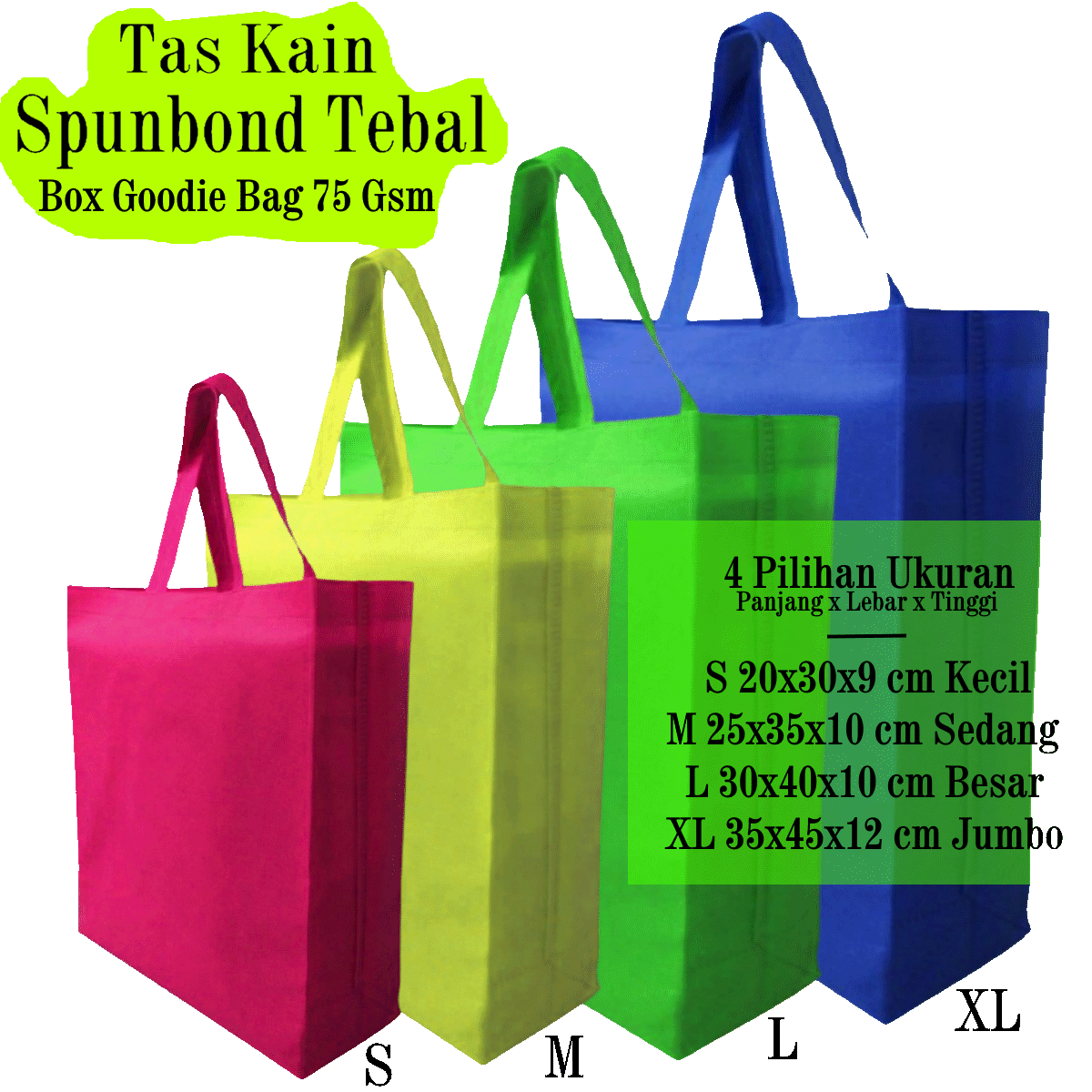 Lusinan 12 Pcs Tas Kain Spunbond Goodie Bag Tali Ukuran Jumbo Besar