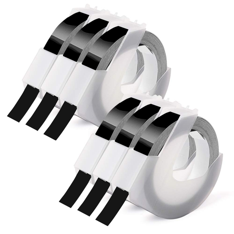 Bảng giá 6 Rolls Embossing Label Tape 3D Plastic White on Black 9mm x 3meter for Dymo Embossing Label Makers Phong Vũ