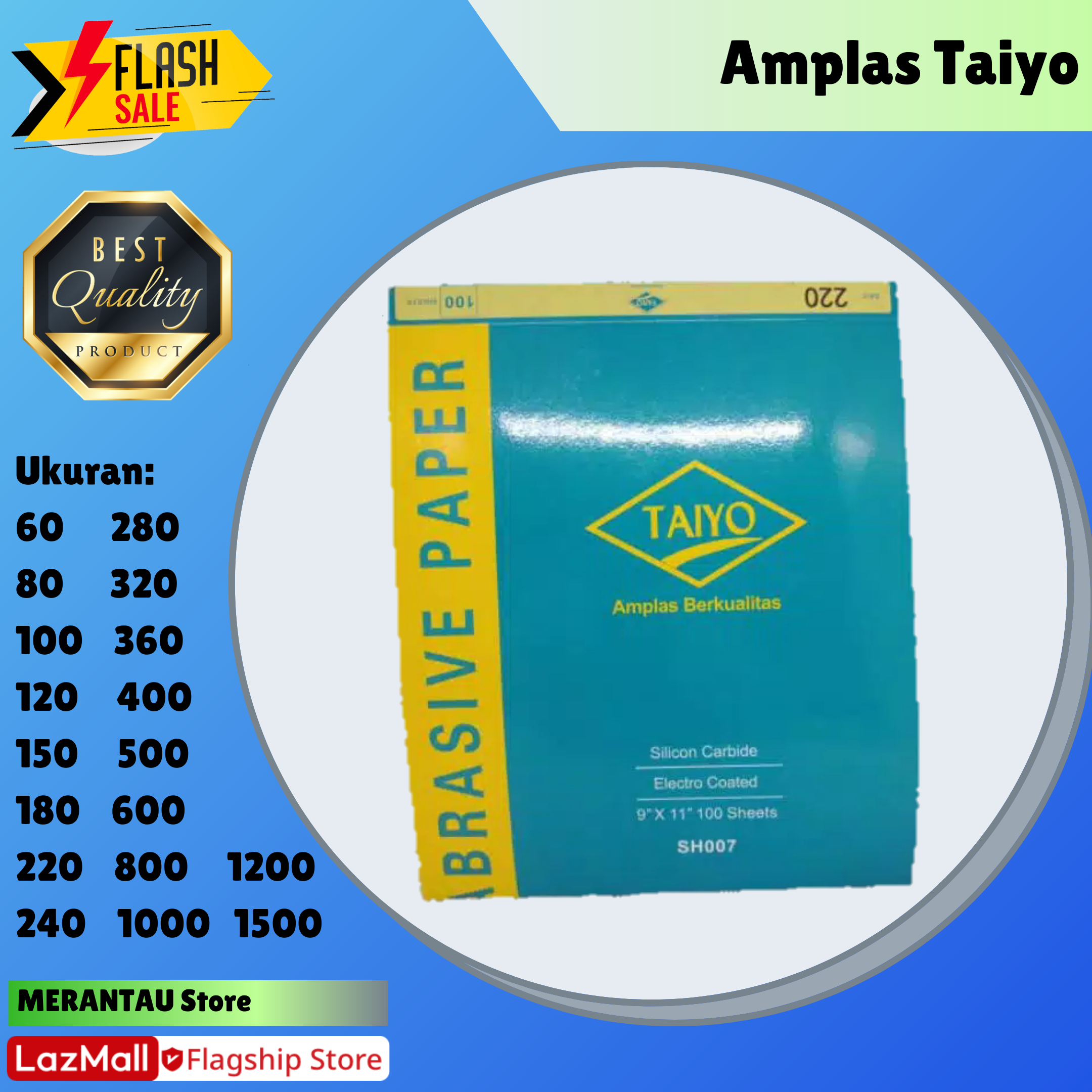 Kertas Amplas Murah Lembar Sandpaper Waterproof Amplas Halus Amplas Kasar Berkualitas Ukuran 60