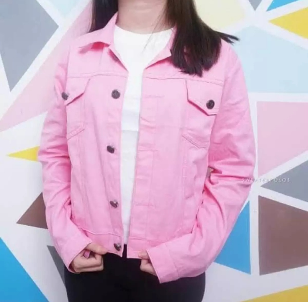 jaket denim pink