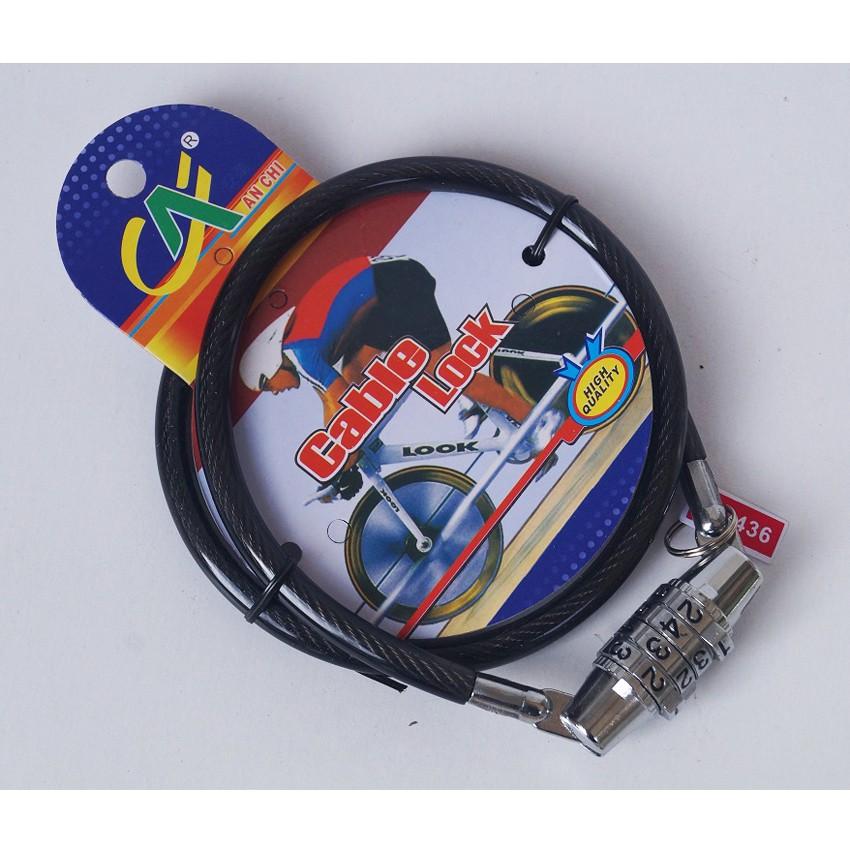 Cable Lock Code WARNA HITAM - Gembok Kabel - Gembok Helm - Gembok Sepeda - Kunci Helm - Kunci Sepeda - Menggunakan KODE Kunci/ PIN Berkualitas