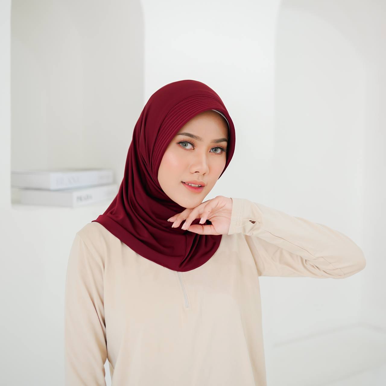 hijab sport maroon