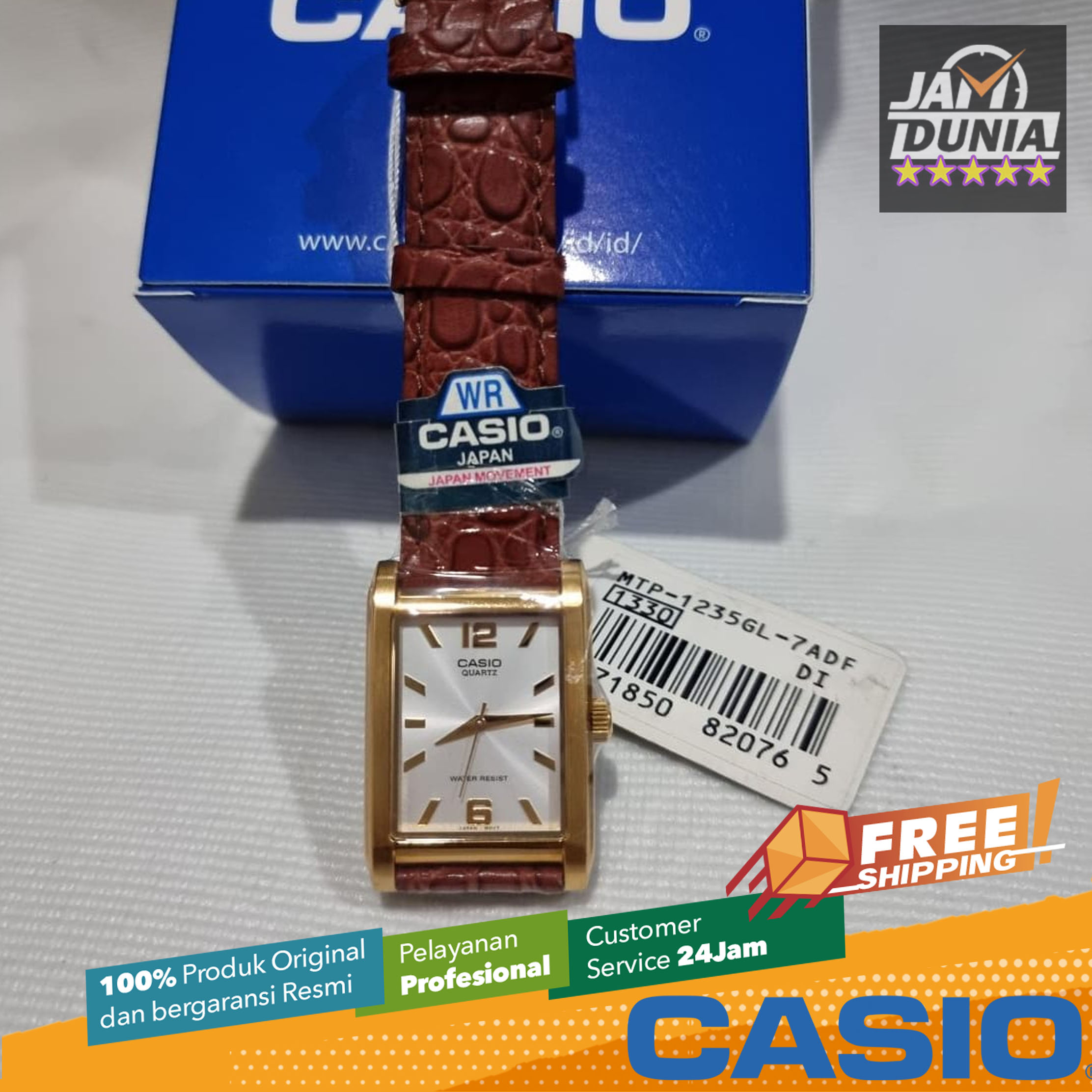 CASIO ORIGINAL CASIO ENTICER MTP 1235GL 7ADF Men LA Kulit Coklat Jam dunia JD18ST Jam Tangan Pria Jam Pria Jam Tangan Anti Air CASIO MTP 1235GL 7A MTP 1235GL