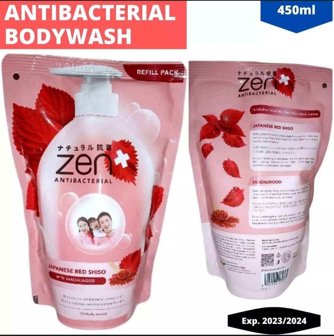Zen Anti Bacterial Body Wash Shiso & Sandalwood 450ml (Pink)/AQUABLISS