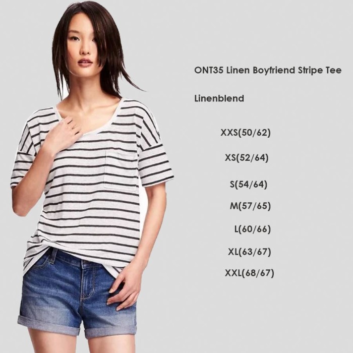 COD OLD NAVY 35 Linen Boyfriend Stripe 