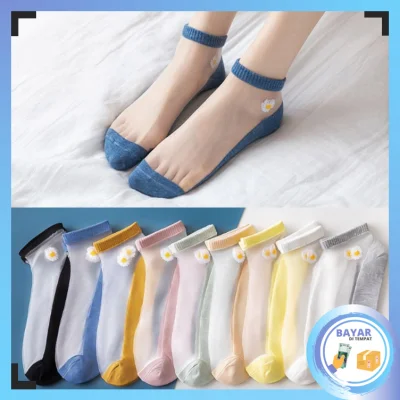 Bayar Di Tempat - Kaos Kaki Wanita Transparan / Kaos Kaki Bunga / Kaos Kaki Korean Style / Socks / kaos kaki Fashion