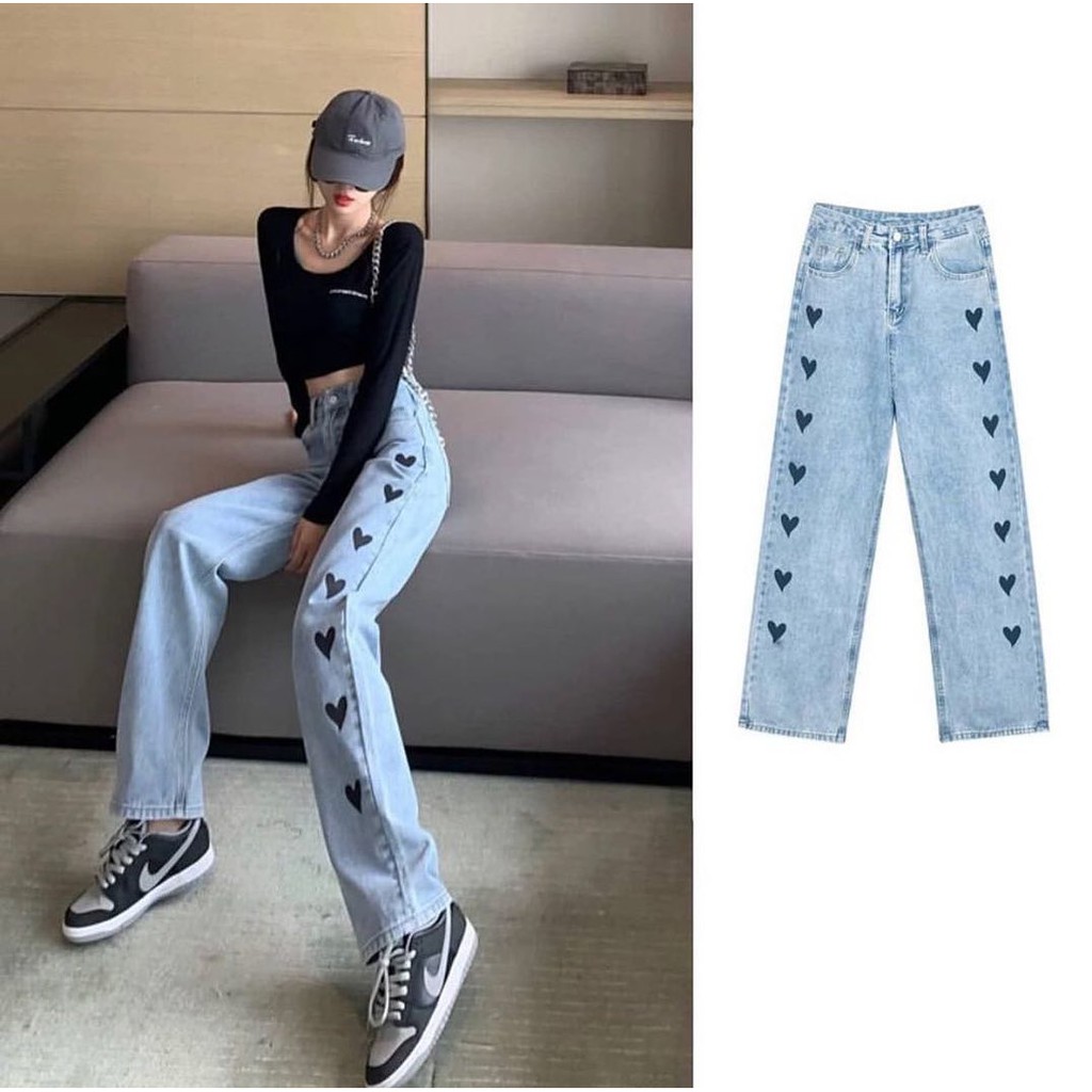 KULOT JEANS WANITA -CELANA HIGHWAIST-CELANA JEANS MOTIF LOVE-JEANS  KOREA-CELANA JEANS BTS- CELANA JEANS MOTIF- RINJANI FASHION | Lazada  Indonesia