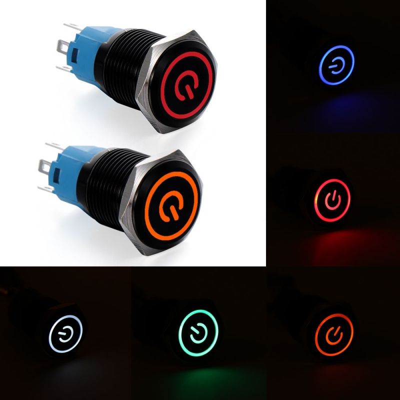 Bảng giá HRRIUNG New 16mm 5V 12V 24V 220V Red Blue Green Yellow White LED Light Panel Switch Momentary Latching Metal Push Button