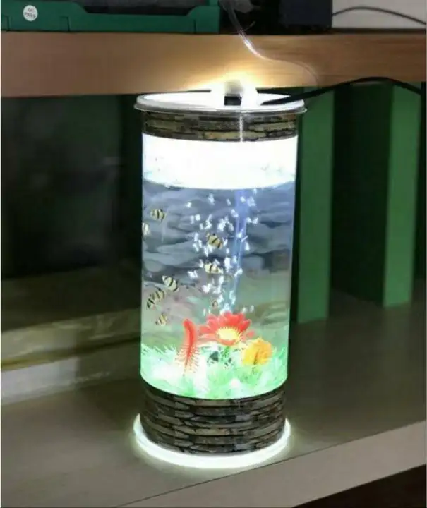 Bisa Cod Aquarium Mini Plus Lampu Dan Mesin Aerator Oxygen