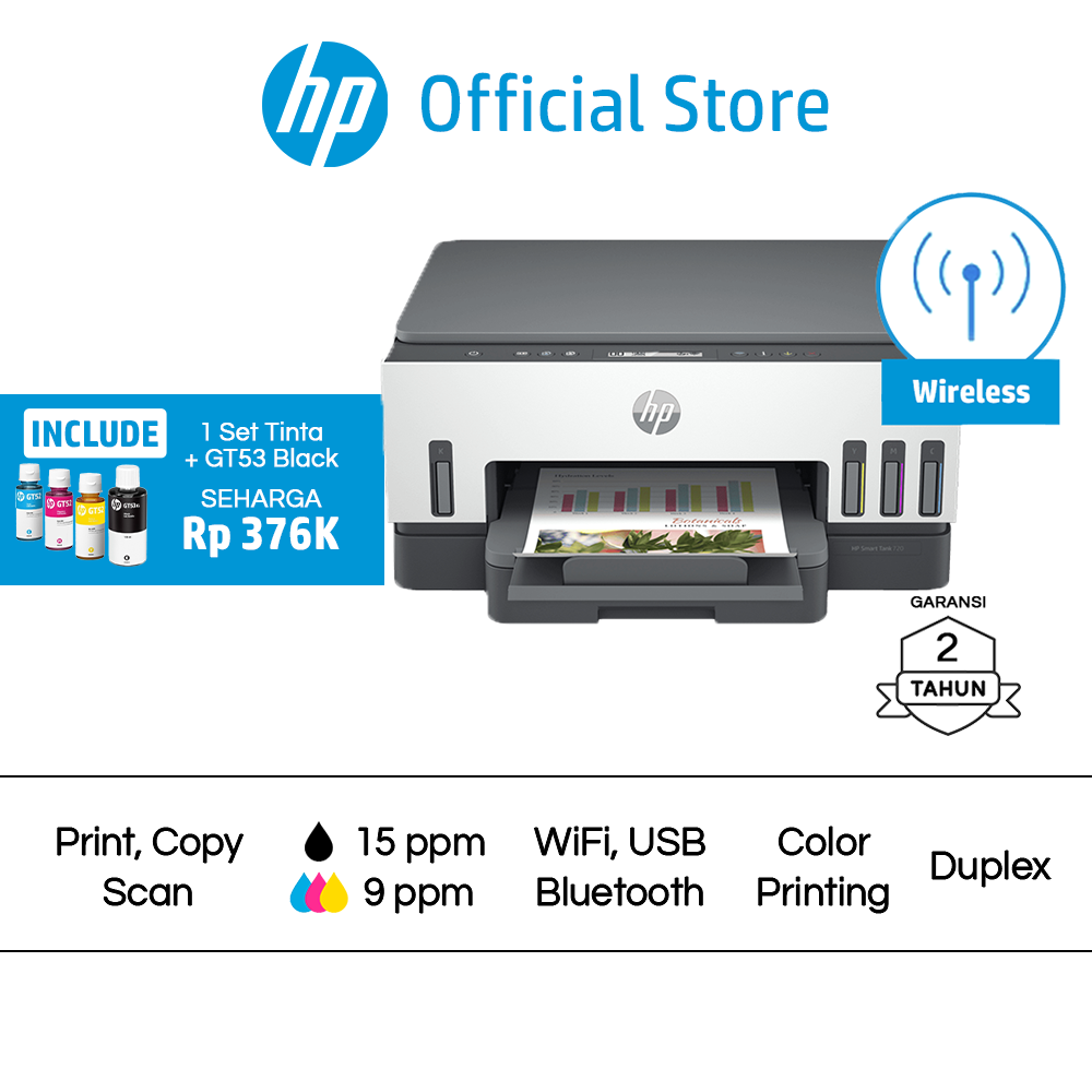 Printer HP Smart Ink Tank 585 All in One (Print Scan Copy) Wireless ...