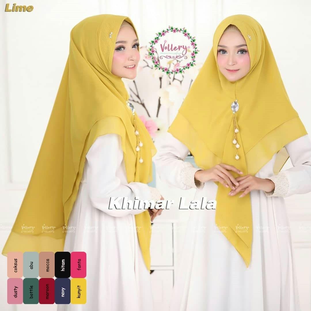 Khimar Lala Series Warna Kunyit khimar mini / khimar oneto / jilbab motif / hijab instan syari