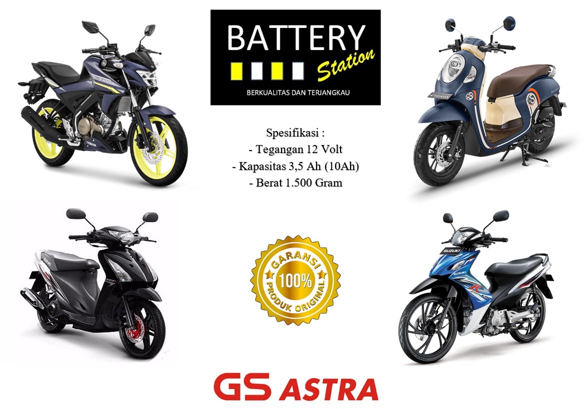 Aki motor ORIGINAL GS ASTRA GTZ5 accu motor kering vixion byson aerox