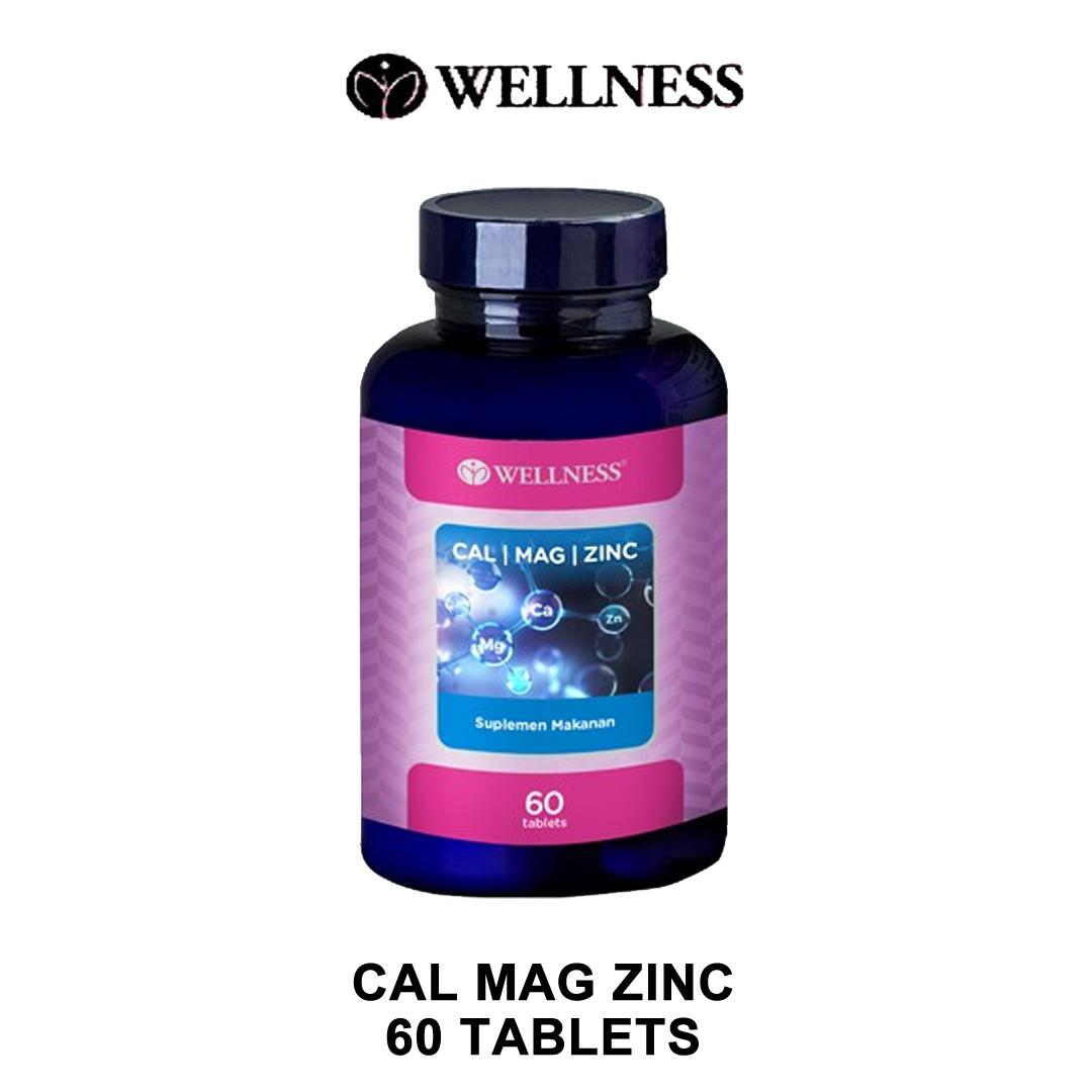 Wellness Cal Mag Zinc (60 Tablets) Suplemen Vitamin Kalsium Keropos ...